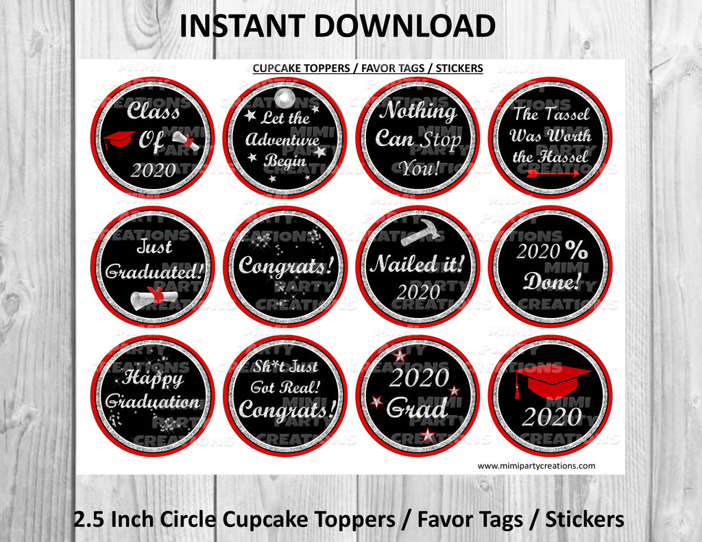 Graduation Design #01 - Cupcake Toppers / Favor Tags / Stickers – Mimi ...