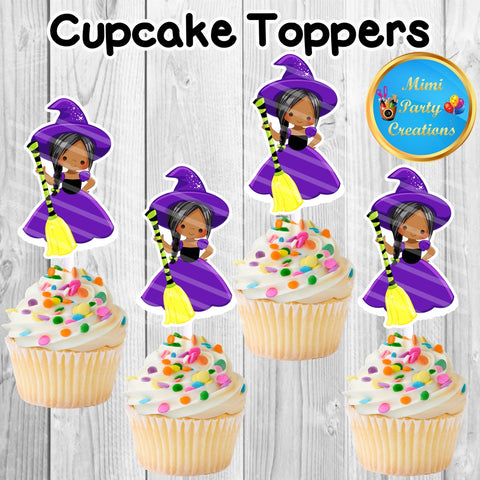Halloween Witch African American / Cupcake Toppers