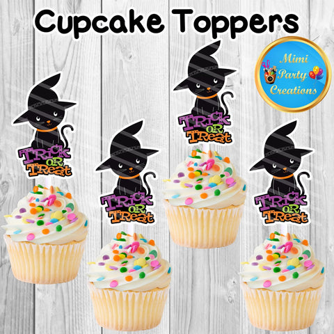 Halloween Cat Trick or Treat / Cupcake Toppers