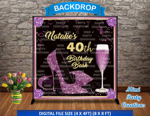 Women's High Heels Purple & Gold Birthday Backdrop