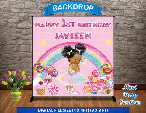 Candy Girl Birthday Backdrop / Dark Puffs - Digital File Only