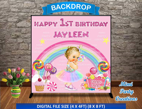 Candy Girl Birthday Backdrop / Light Blonde - Digital File Only