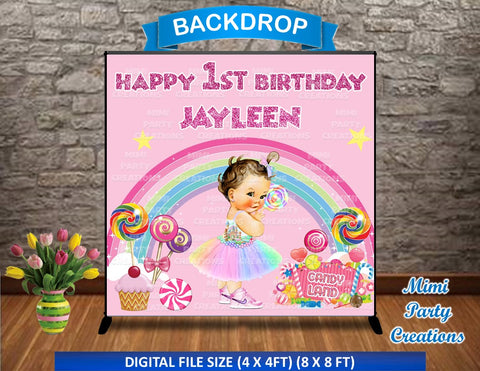 Candy Girl Birthday Backdrop / Light Brunette - Digital File Only