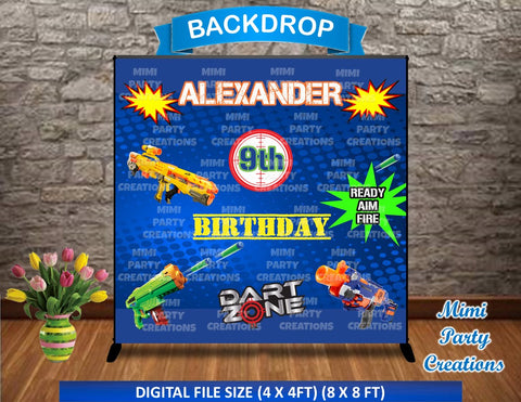 Dart Gun Party Birthday Backdrop - Digital File Only