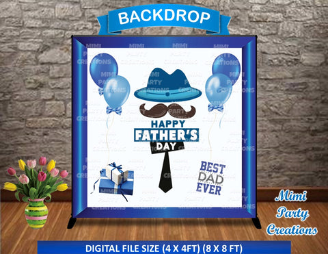 Happy Father's Day Backdrop / Blue & White - Digital File Only