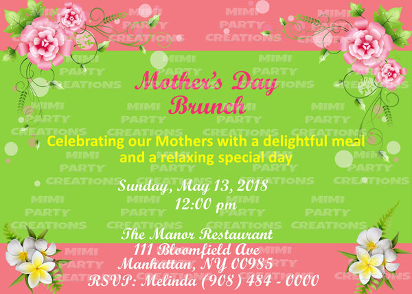 Mother's Day Sunday Brunch - 5 x 7 Birthday Invitation - Digital Download