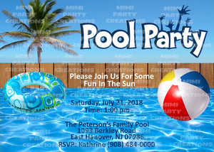 Pool Party - 5 x 7 Birthday Invitation - Digital Download